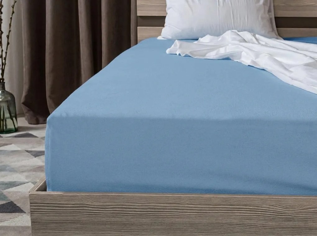 Cearsaf Jersey BASIC bleu deschis 180 x 200 cm