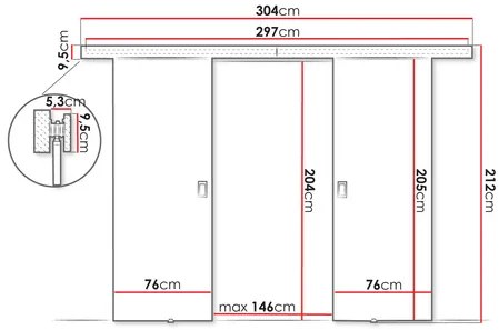 Uși culisante Jowenton Duo 152 (Stejar sonoma) . 1104646