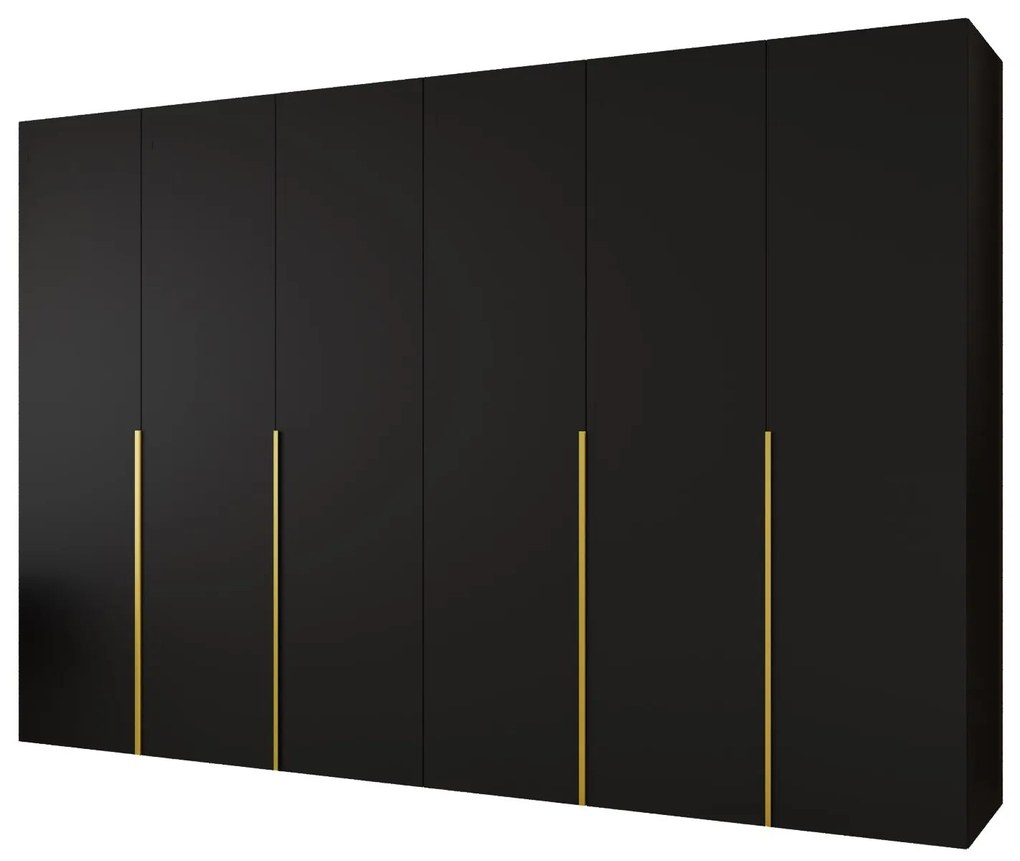 Dulap de haine 300 cm Alice 1 (Negru + Auriu). 1126142