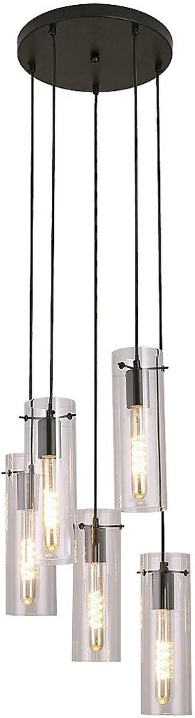 Lustra cu 5 pendule design modern Acantha negru