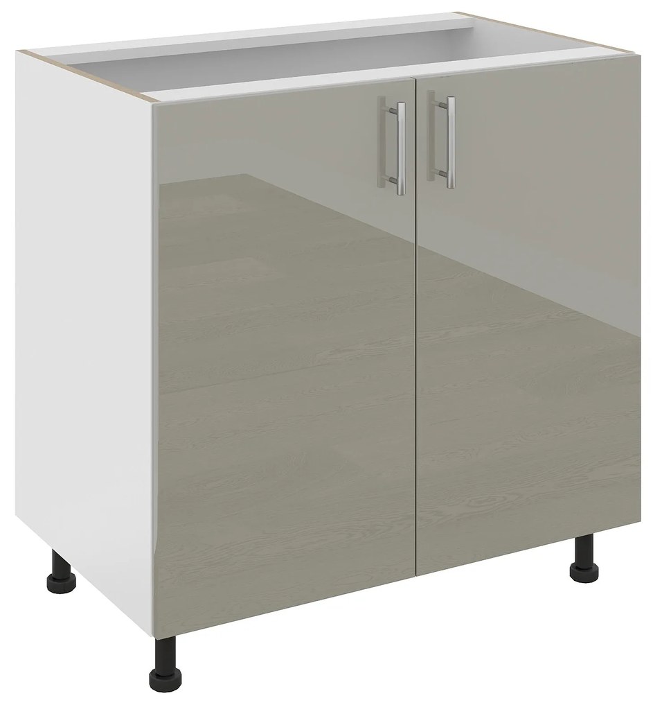 Corp Baza Karo, 2 Usi, Gri Lucios/Alb, MDF, 80 x 50 x 80 cm