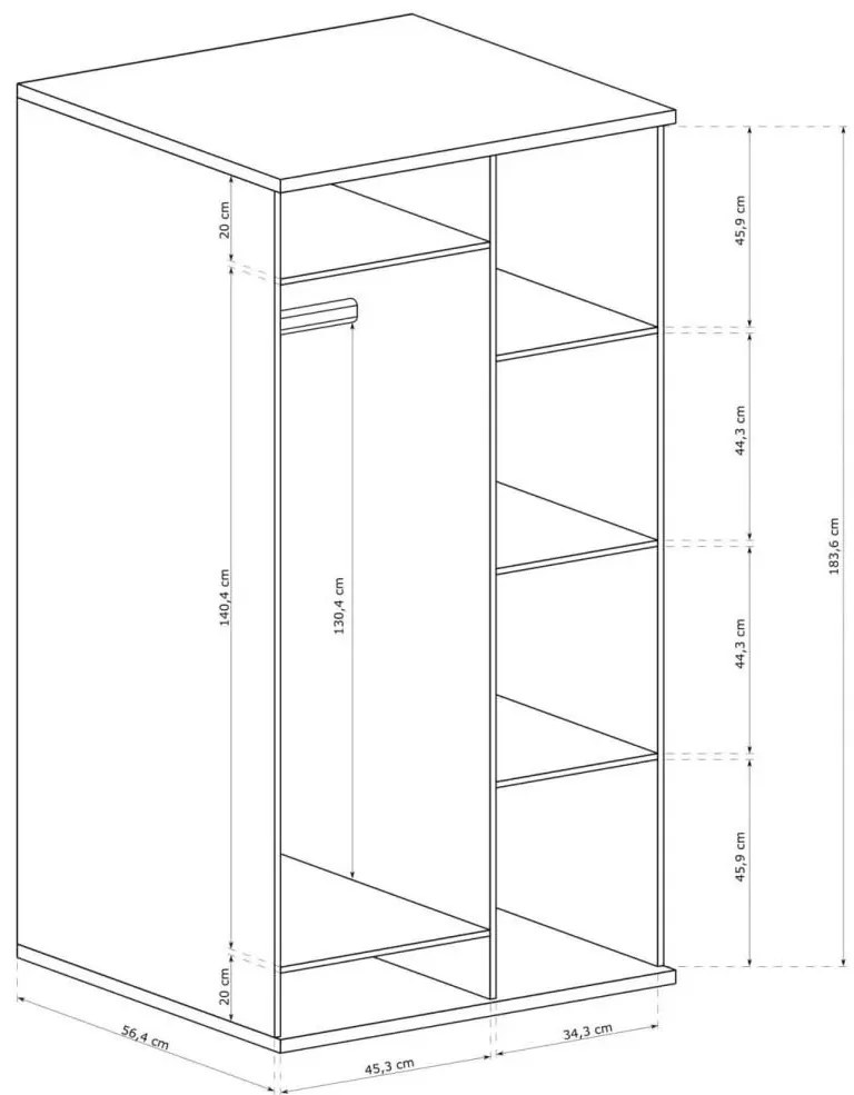 Dulap de haine Claudi 01 (Stejar artisan). 1055485