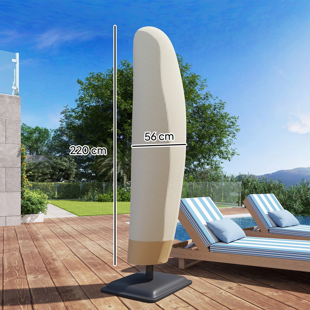 Outsunny Husă pentru Umbrelă de Grădină Impermeabilă cu Fermoar si Șnur din Țesătură, 220x56x56 cm, Bej și Cafeniu | Aosom Romania