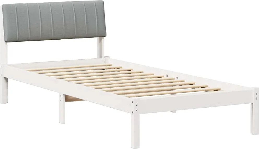 vidaXL Cadru de pat Alb și gri deschis 90 x 190 cm Lemn masiv de pin