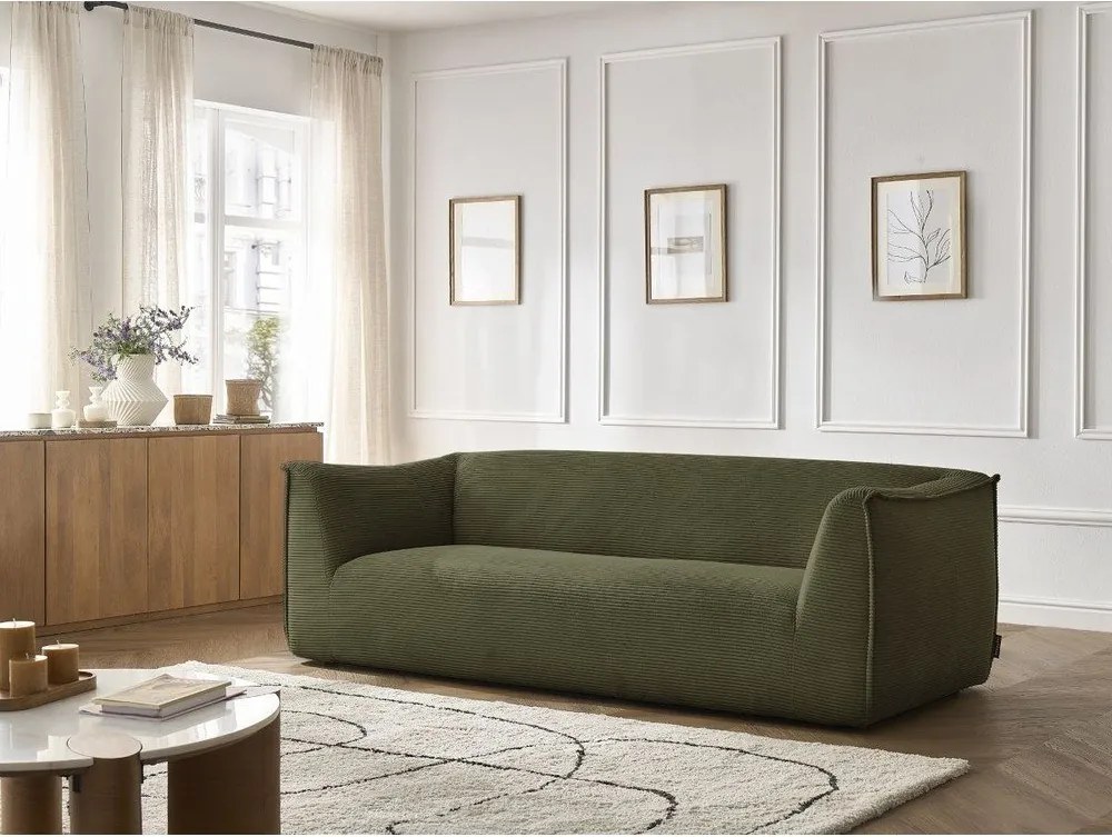Canapea verde cu tapițerie din catifea reiată 242 cm Giorgia – Bobochic Paris