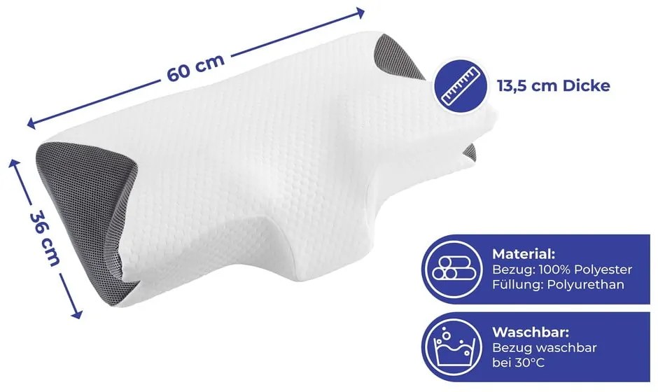 Pernă anatomică cu spumă cu memorie 36x60 cm – Maximex