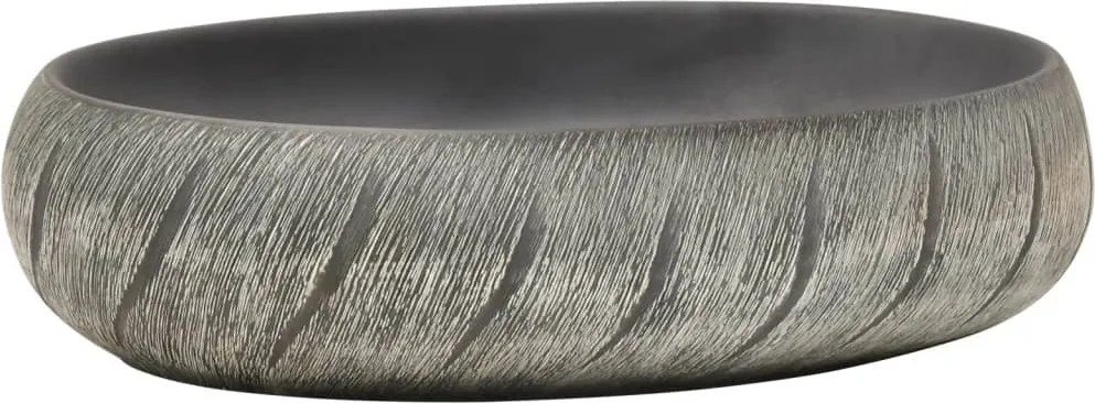 vidaXL Lavoar de blat, negru și gri, 59x40x15 cm, ceramică, oval