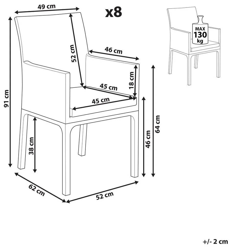 Set 8 buc scaune de grădină Baldur (gri). 1077868