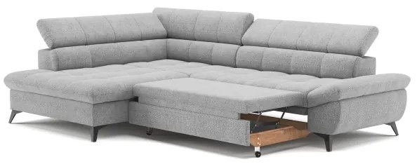 Canapea colțar extensibilă în L MARANO stânga, gri