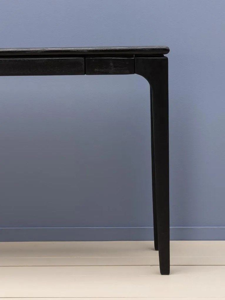 Consolă din lemn de mango, negru, finisaj satinat, 140.5×28×71 cm, „Upsilon"