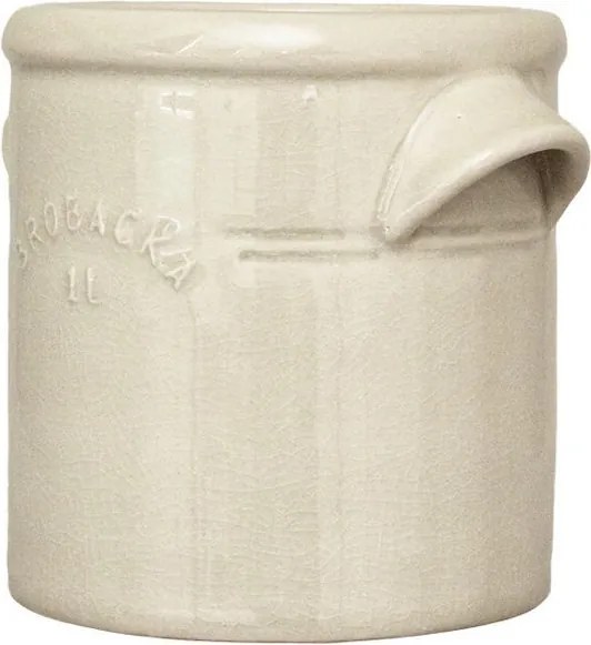 Ghiveci din ceramică glazurată manual 1L alb crem, „Brobacka"