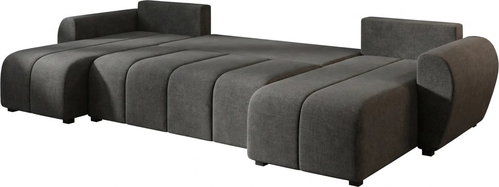 Coltar extensibil in forma de U SEVIO, gri inchis, 311x145 cm + 2 perne GRATUIT