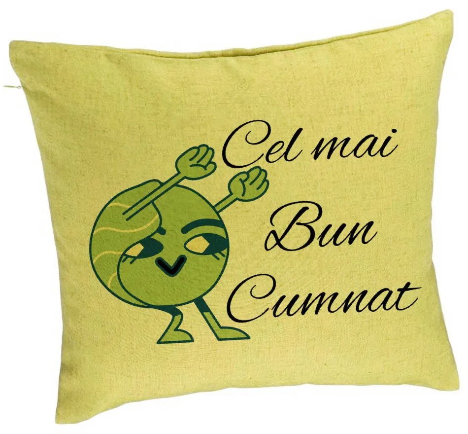 Perna Decorativa pentru Cumnat 4, 40x40 cm, Verde, Husa Detasabila, Burduf