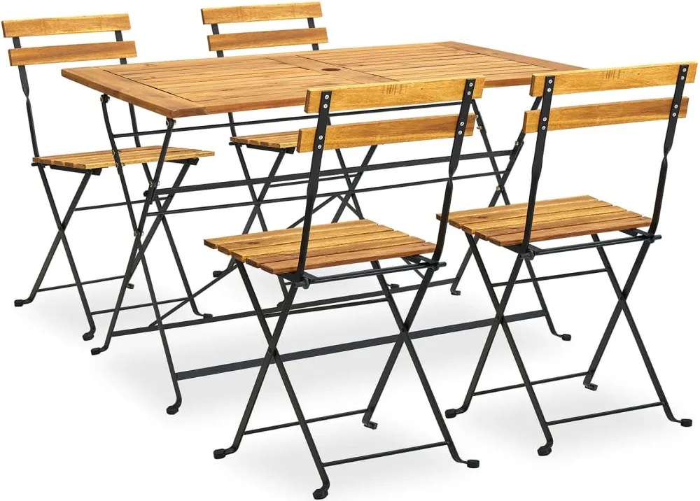 vidaXL Set mobilier de exterior pliabil, 5 piese, lemn masiv de acacia
