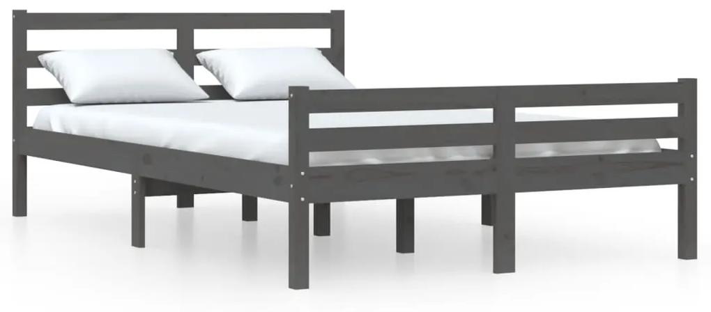 814816 vidaXL Cadru de pat, gri, 120x200 cm, lemn masiv de pin