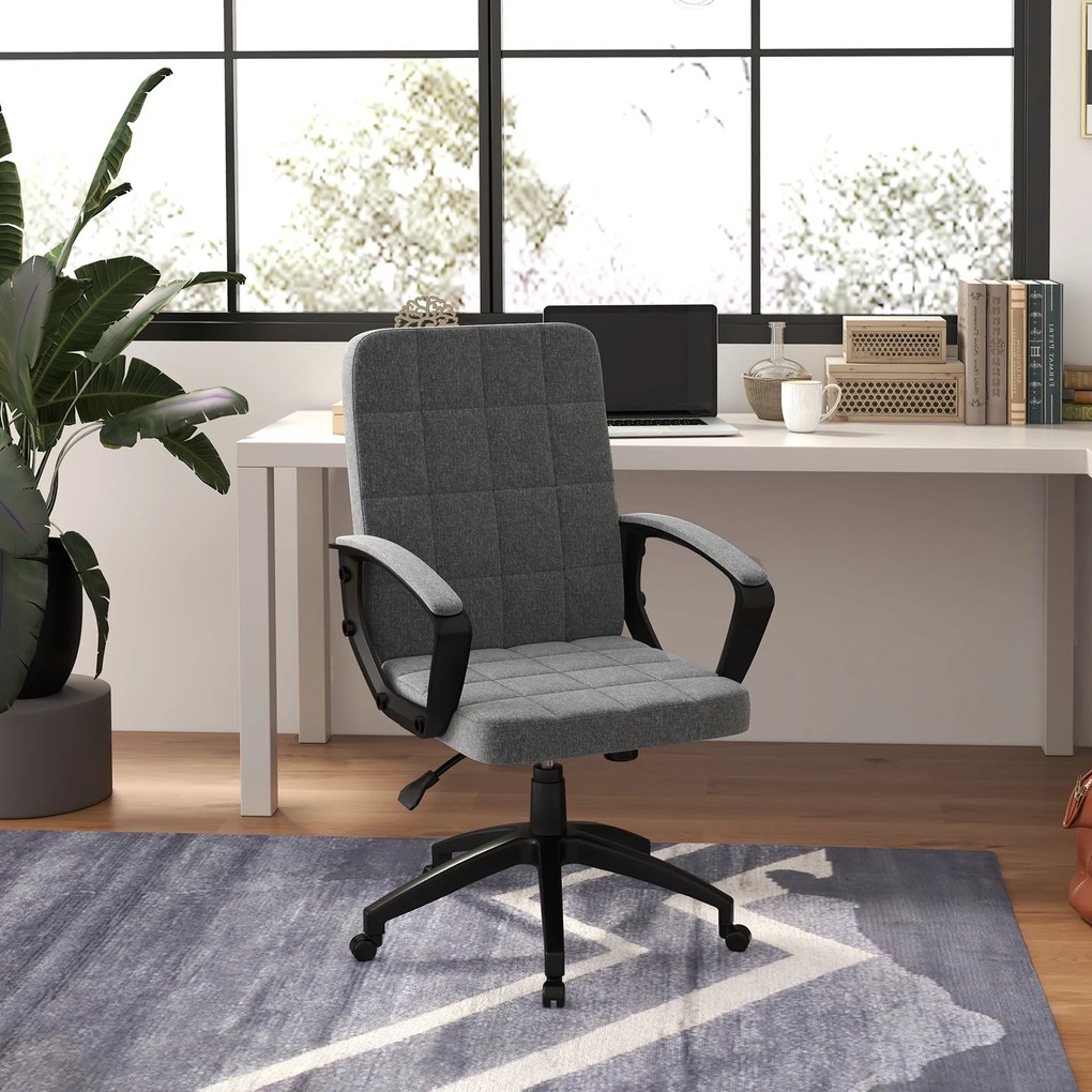 Vinsetto Scaun de Birou Rotativ cu Înălțime Reglabilă și Brațe Stil Modern 59x63x96-105,5 cm Gri Închis | Aosom Romania