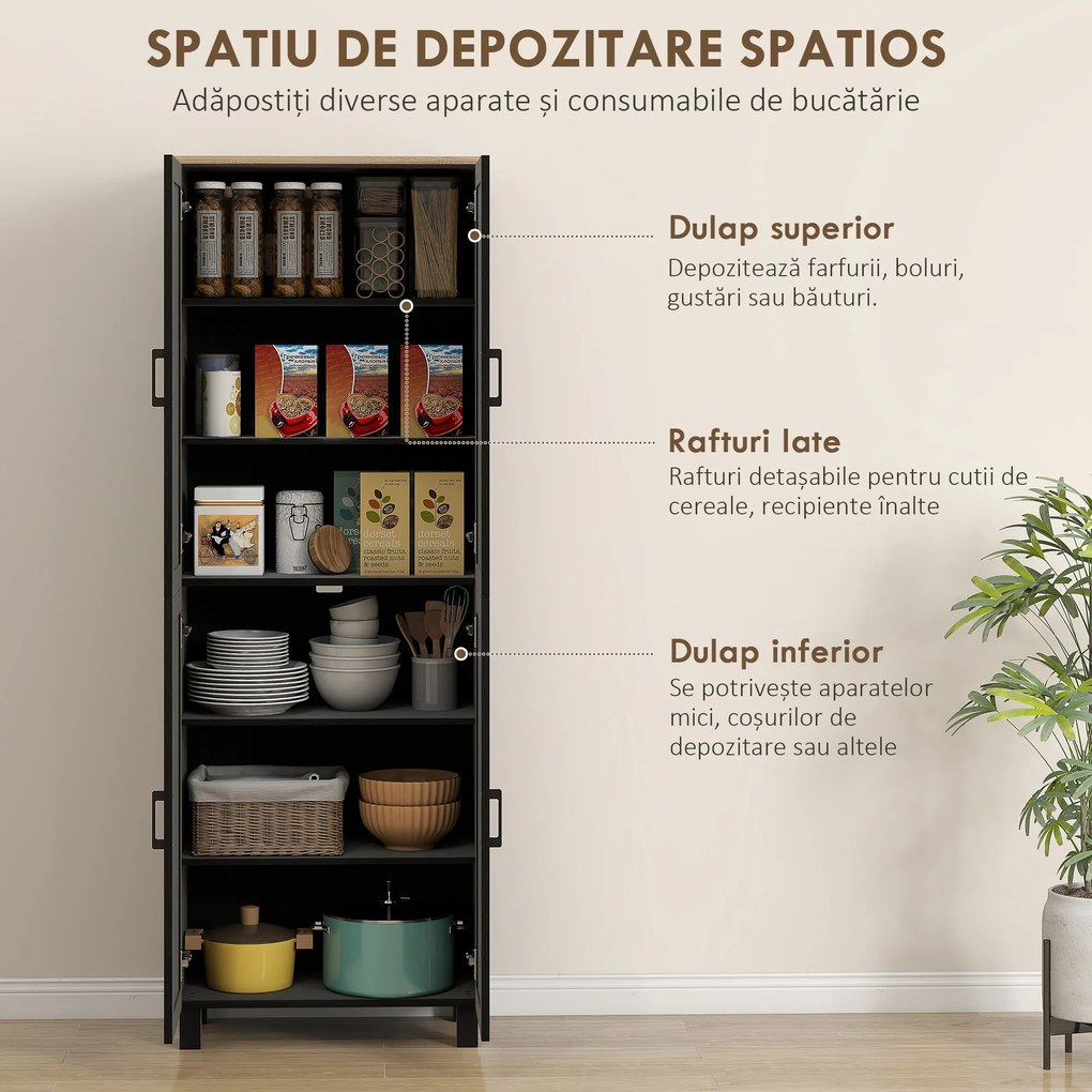 Homcom Dulap Bucatarie Alb – 5 Rafturi | Aosom Romania