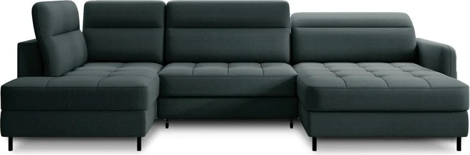 Colțar verde extensibil/cu spațiu de depozitare cu tapițerie din catifea (cu colț pe partea stângă/în formă de "U") Berrto – ELTAP