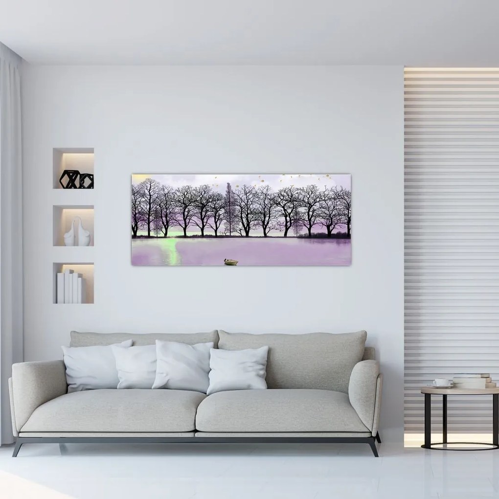 Tablou - Barcă pe lac (120x50 cm)