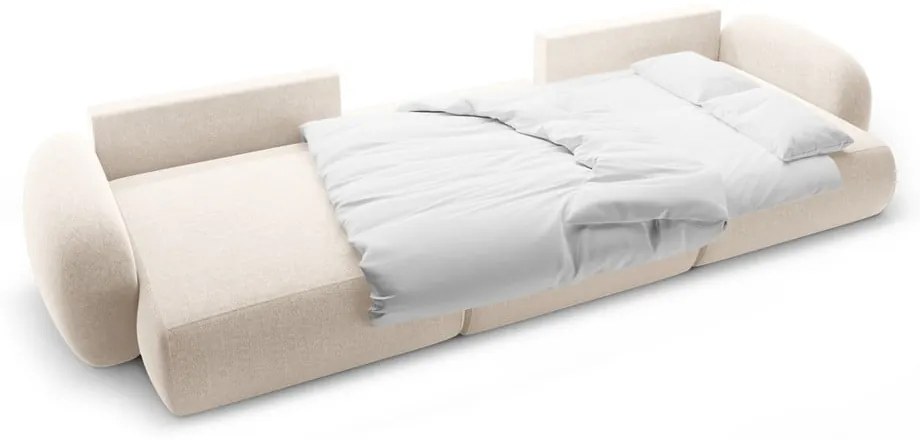 Colțar crem extensibil/cu spațiu de depozitare cu tapițerie din chenille (în formă de "U") Tonale – Cosmopolitan Design