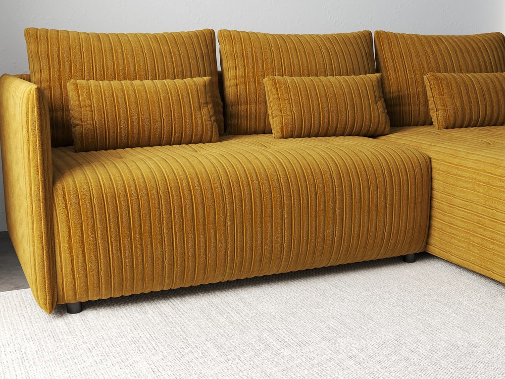 Colțar extensibil dumonde cu ladă de depozitare si sezut confortabil din spuma high-density, Malta Ambience Mustard II 235x185 cm