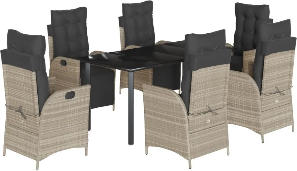 vidaXL Set mobilier de grădină cu perne, 7 piese gri deschis poliratan