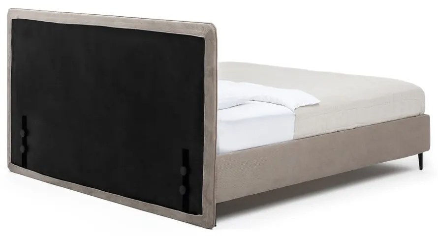 Pat dublu tapițat taupe cu saltea / somieră 180x200 cm Noira Slim - Bonami Selection