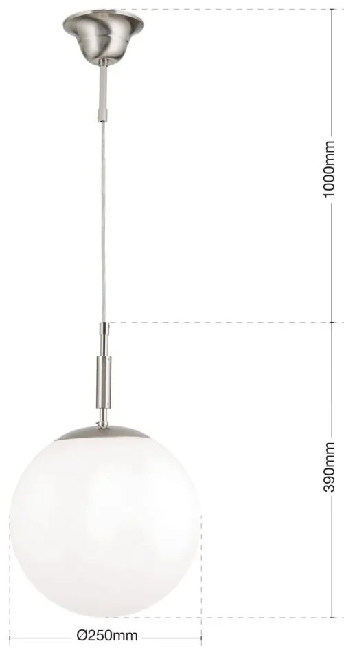 Lustra, Pendul realizat manual ARTDESIGN 25cm, crom satinat/ alb opac