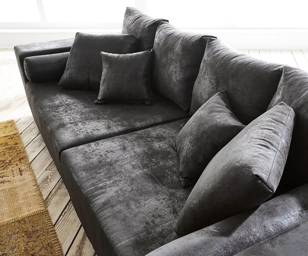 Canapea extensibilă dumonde cu ladă de depozitare si sezut confortabil din spuma high-density, Marbela Madagaskar Grey XXL 295x100 cm