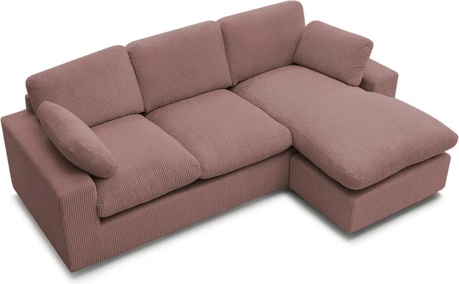 Colțar roz cu tapițerie din catifea reiată Belair – Bobochic Paris