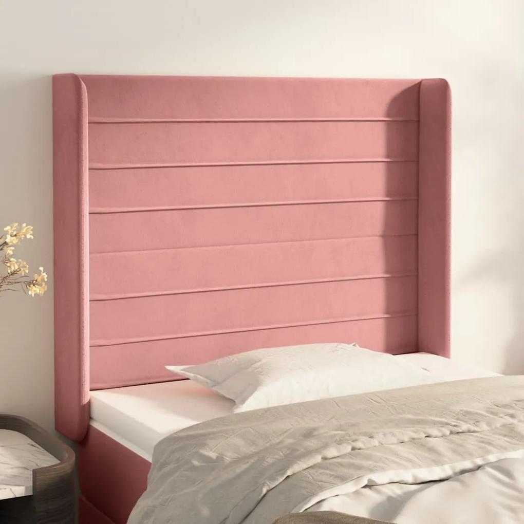 3119761 vidaXL Tăblie de pat cu aripioare, roz, 93x16x118/128 cm, catifea