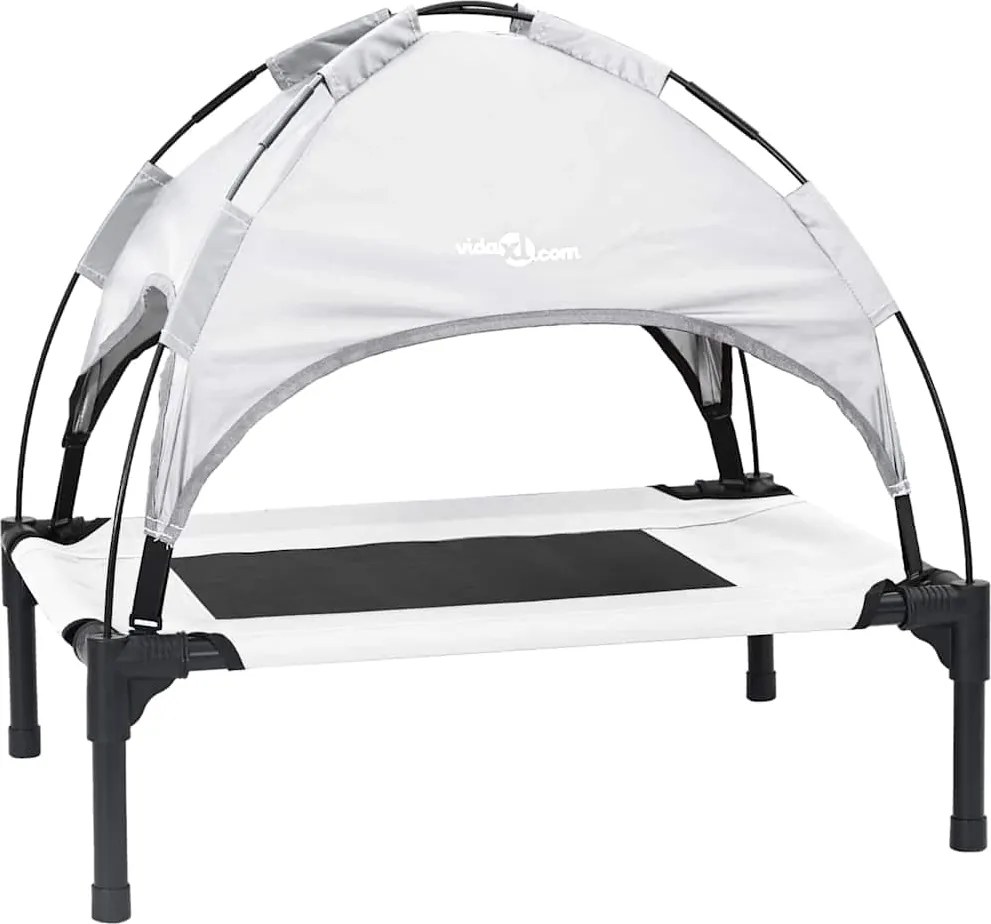 vidaXL Pat pentru câini Manual Gri argintie 76 x 62 x 70,5 cm Oțel