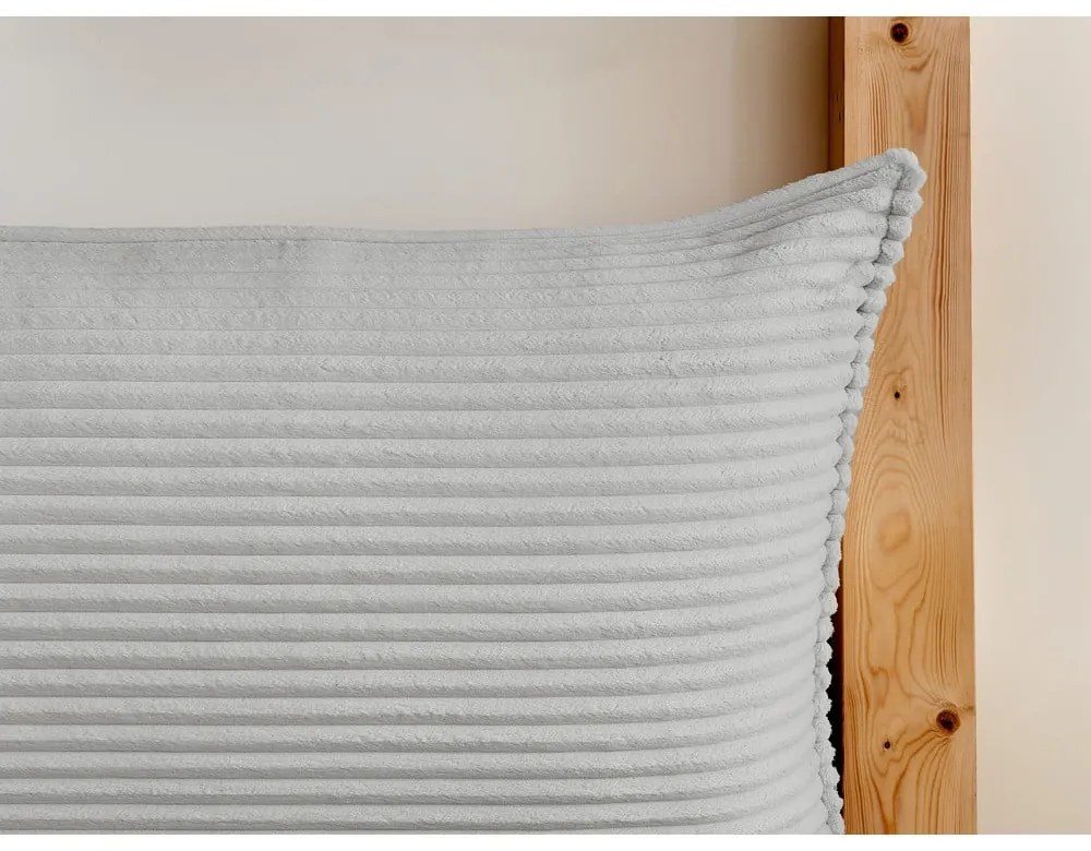 Pat matrimonial gri deschis tapițat cu spațiu de depozitare cu somieră 180x200 cm Jade – Bobochic Paris