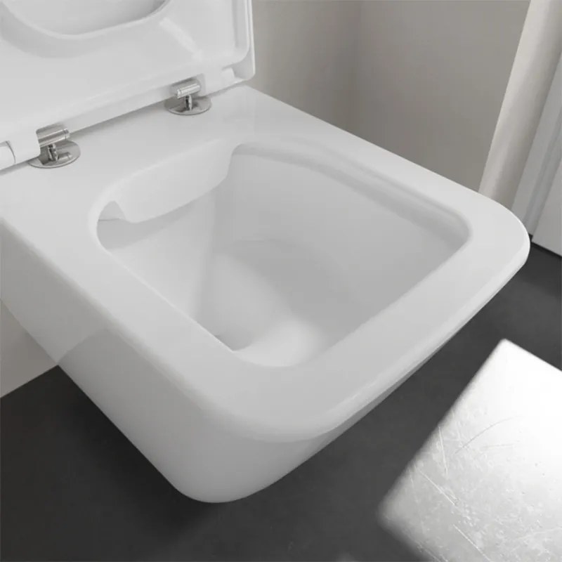 Set vas wc suspendat, Villeroy & Boch, Finion, cu capac soft close si quick release, alb alpin