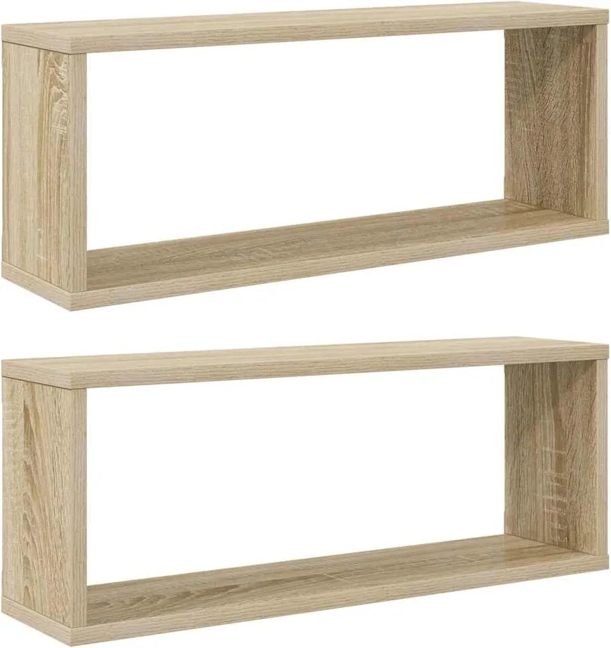 vidaXL Rafturi de perete cub, 2 buc., stejar sonoma, 60x15x23 cm, PAL