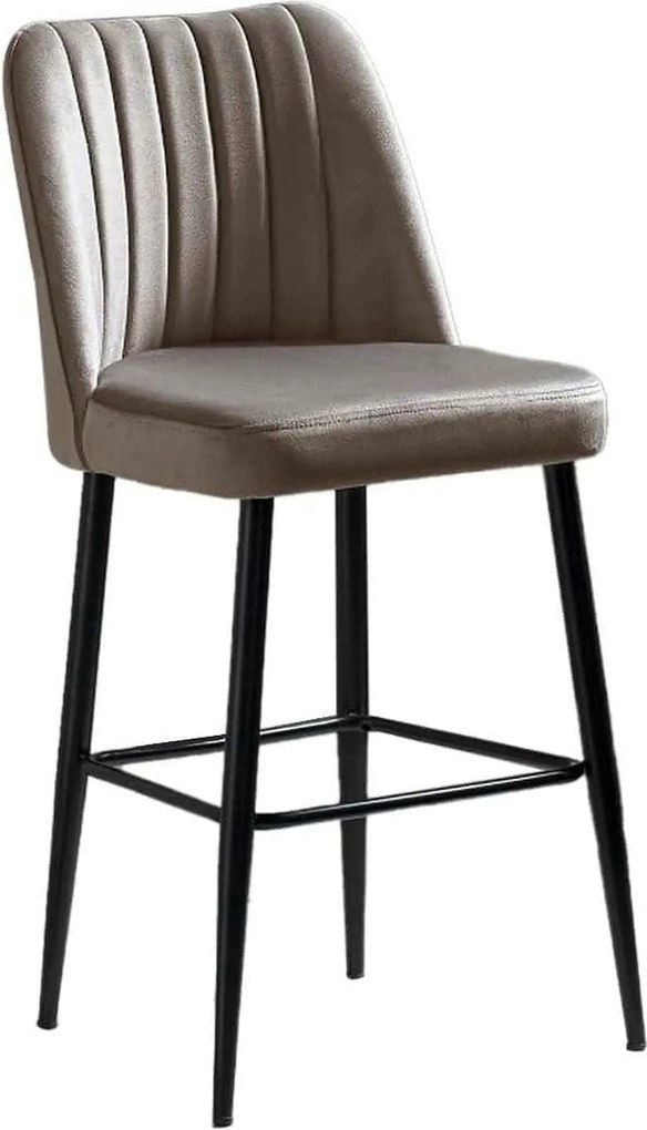 Set 2 scaune bar VENTO, cappuccino/negru, stofa catifelata/metal, 49x4