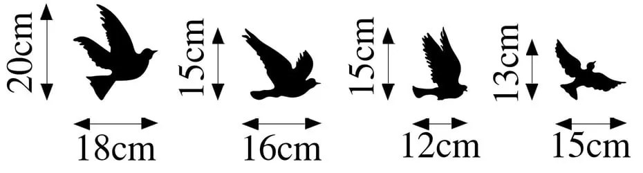 Decorațiuni de perete 4 buc. din metal 18x20 cm Birds – Wallity