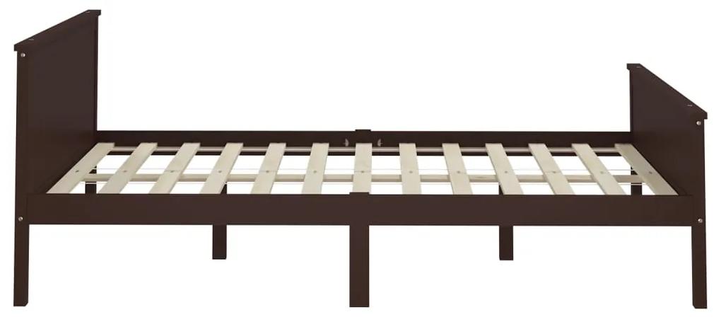 Cadru de pat, maro inchis, 140x200 cm, lemn masiv de pin Maro inchis, 140 x 200 cm
