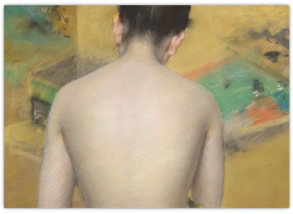 Tablou pe sticlă - William Merritt Chase, Study of Flesh Color and Gold, reproducere (70x50 cm)