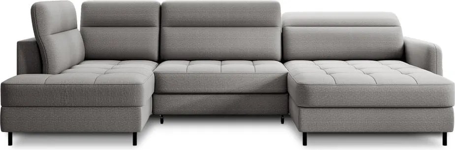 Colțar gri deschis extensibil/cu spațiu de depozitare cu tapițerie din catifea (cu colț pe partea stângă/în formă de "U") Berrto – ELTAP