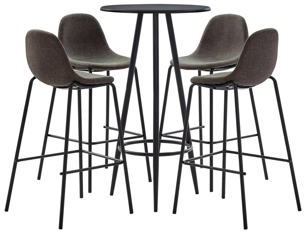 vidaXL Set mobilier de bar, 5 piese, gri închis, material textil