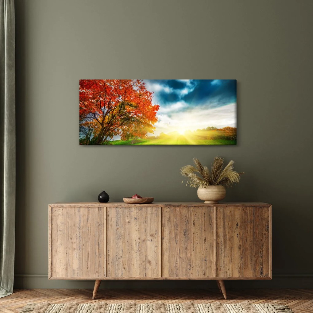 Tablou peisaj cu scufundat în razele solare (120x50 cm)