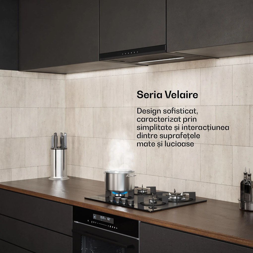 Klarstein Velaire hotă telescopică 60 cm, Elegantă, minimalistă, performantă, Clasa energetică A++, 896 m³/h