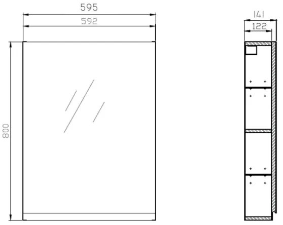 Dulap de baie cu oglindă Cersanit S929-018 MODUO 80x59,5 cm
