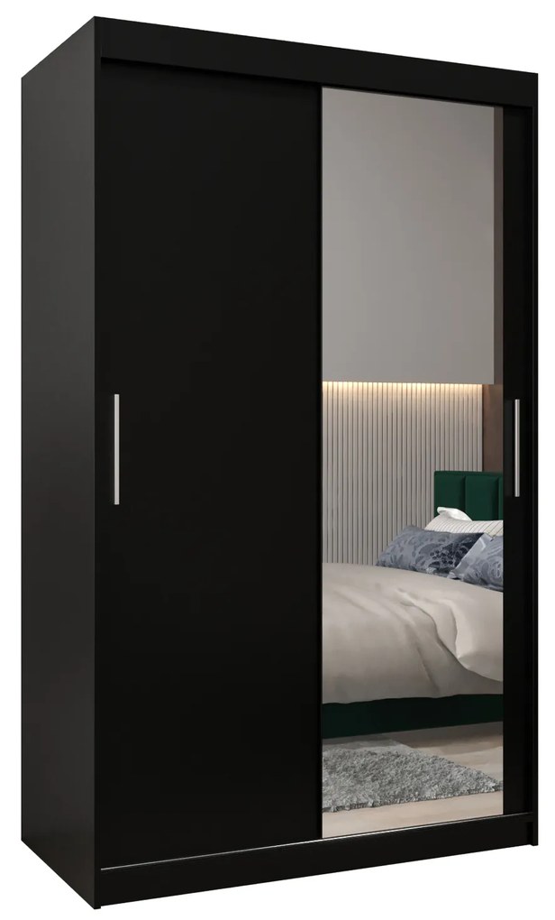 Dulap de haine 120 cm Toki 2 (negru mat + negru mat). 1064976