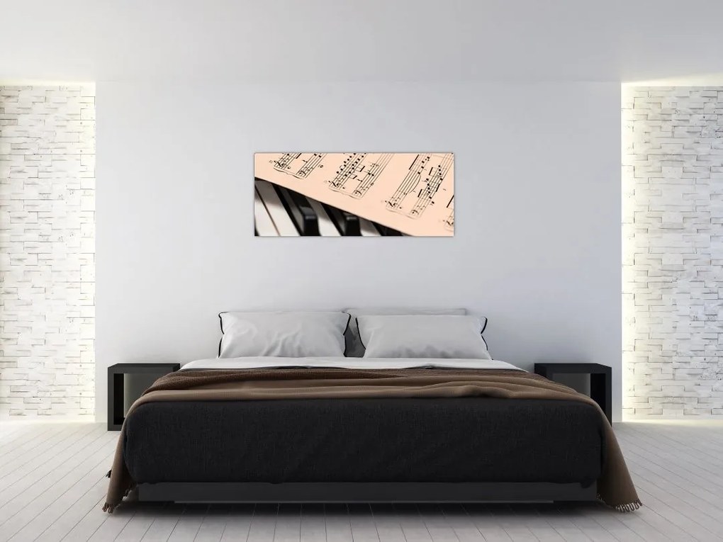 Tablou cu pian și notele muzicale (120x50 cm)