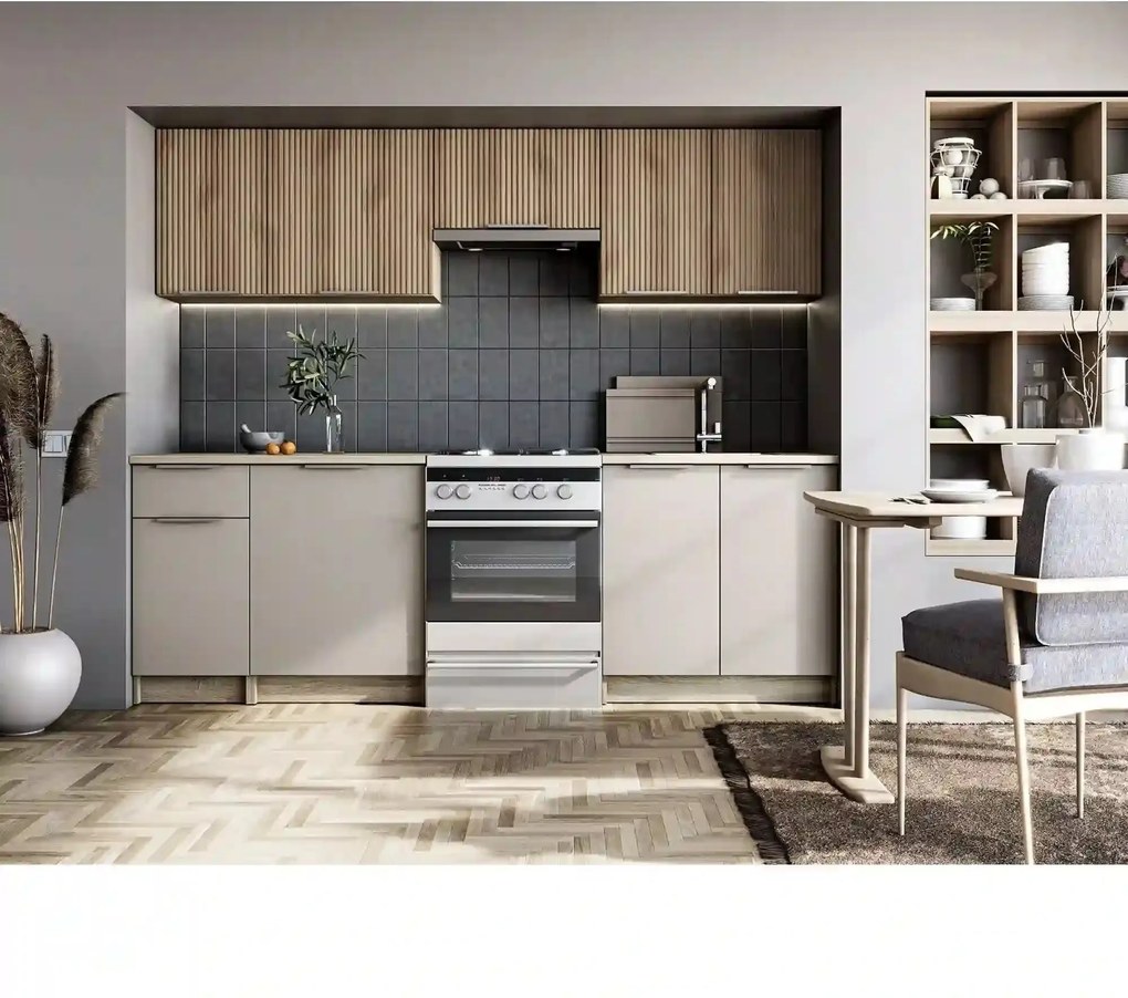 Set bucatarie TATIANA, casmir/stejar sonoma, 240 cm