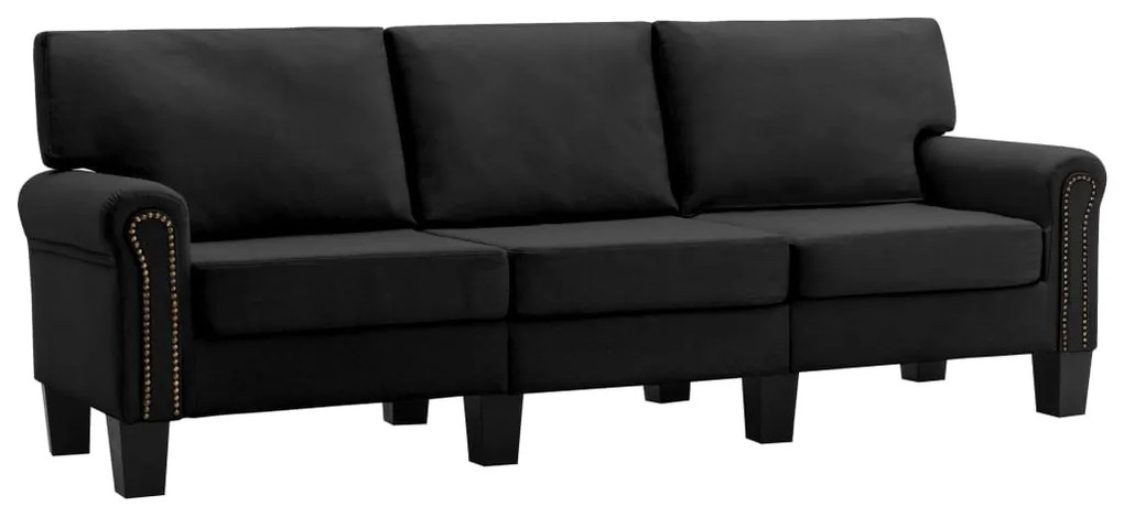 287166 vidaXL Canapea cu 3 locuri, negru, material textil