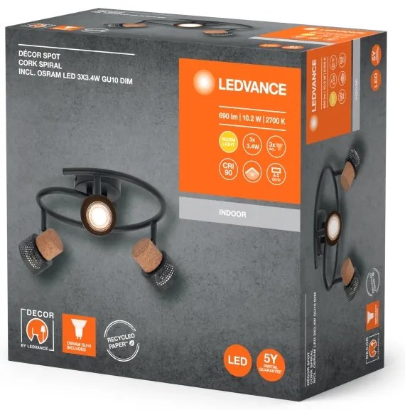 Ledvance - Spot LED DECOR CORK 3xGU10/3,4W/230V