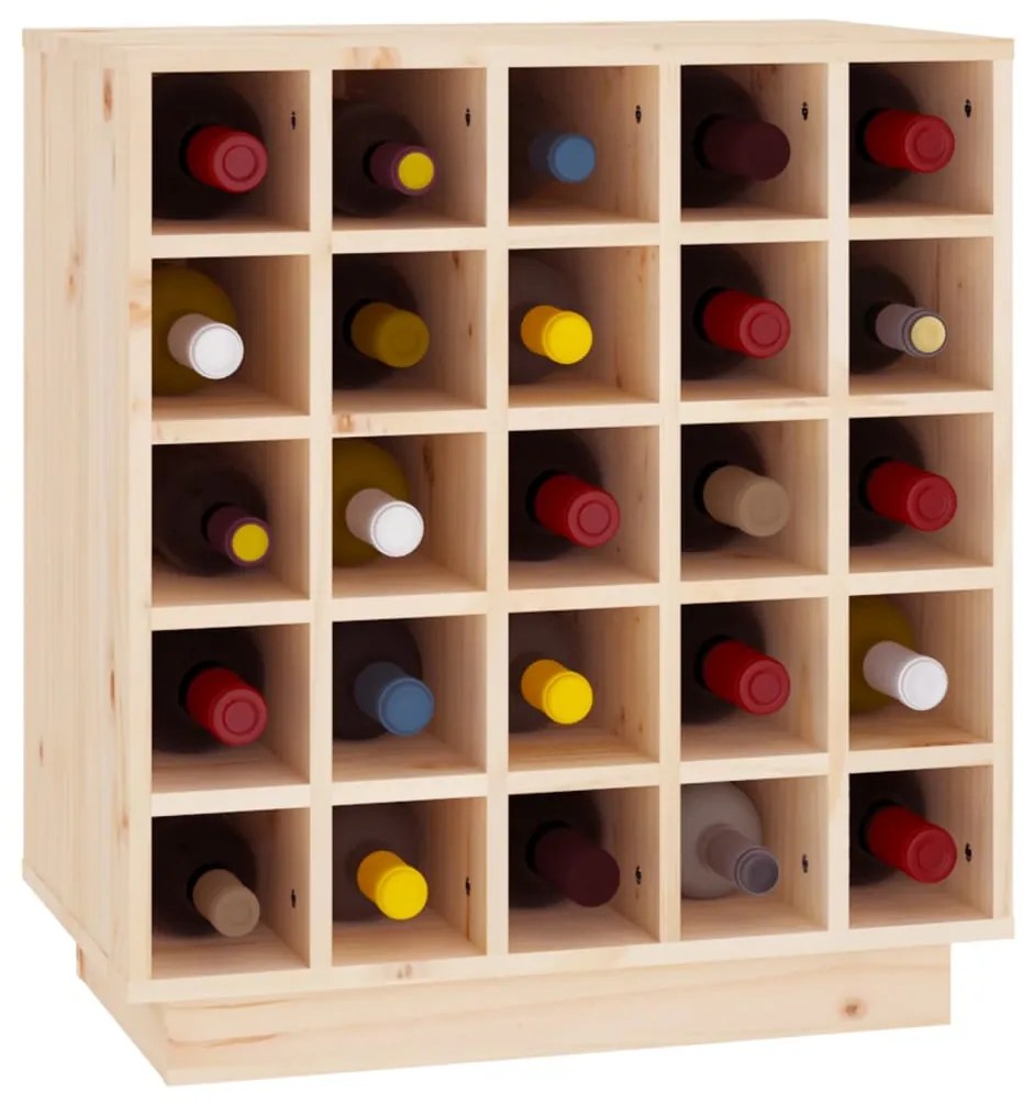 Dulap de vinuri, 55,5x34x61 cm, lemn masiv de pin Maro, 1